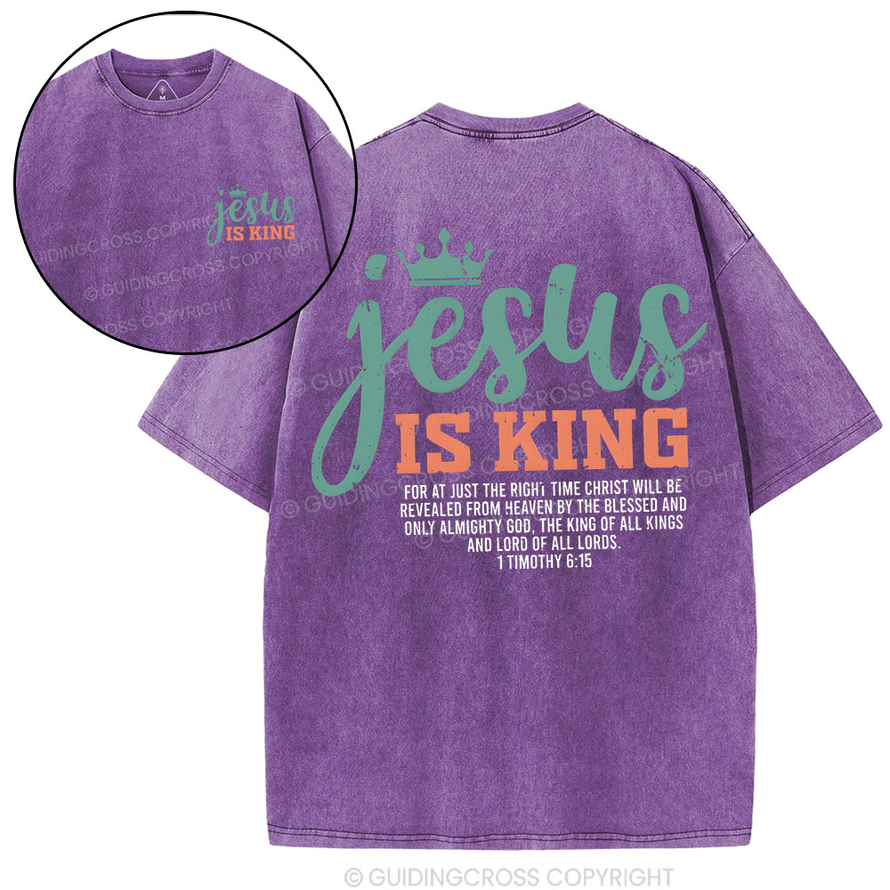 Jesus Is King Christian Washed T-Shirt