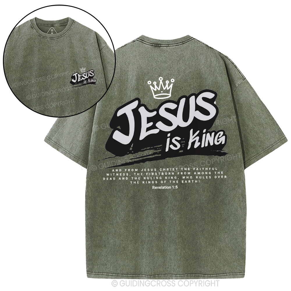 Jesus Is King Christian Washed T-Shirt