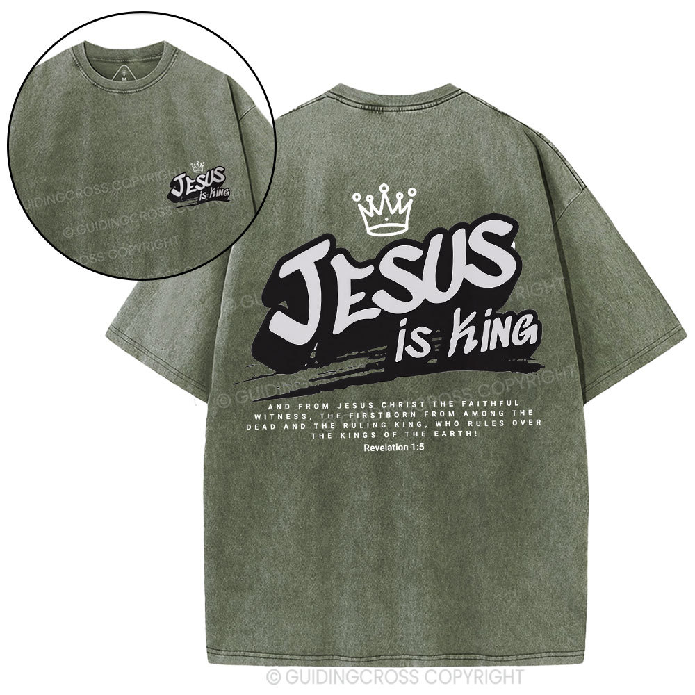 Jesus Is King Christian Washed T-Shirt