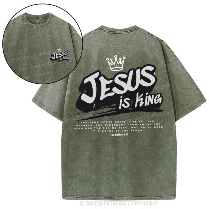 Jesus Is King Christian Washed T-Shirt