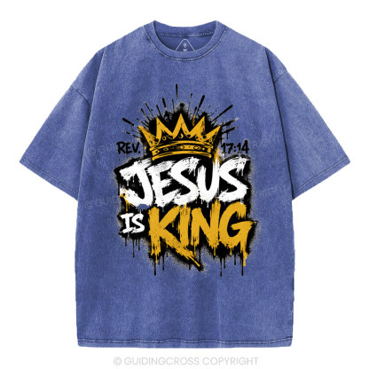 Jesus Is King Christian Washed T-Shirt