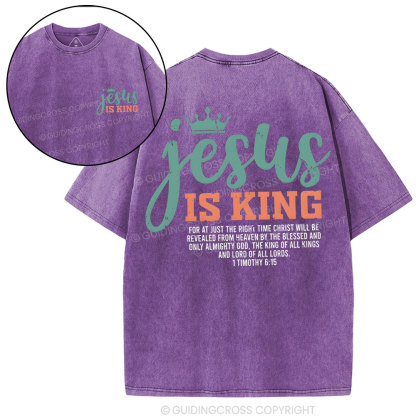 Jesus Is King Christian Washed T-Shirt