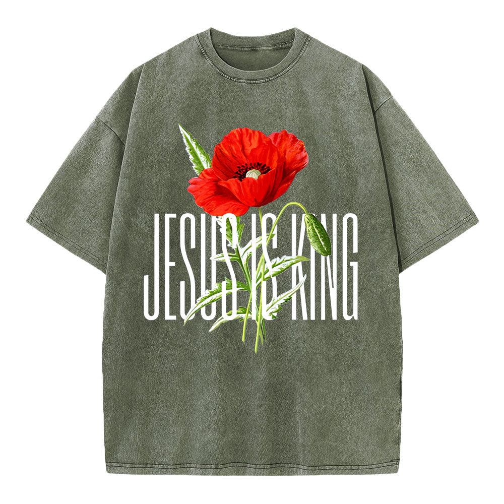 Jesus Is King Christian Washed T-Shirt