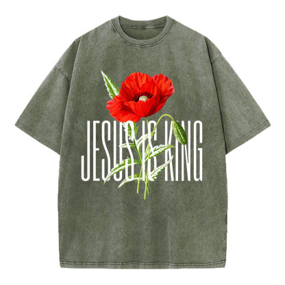 Jesus Is King Christian Washed T-Shirt