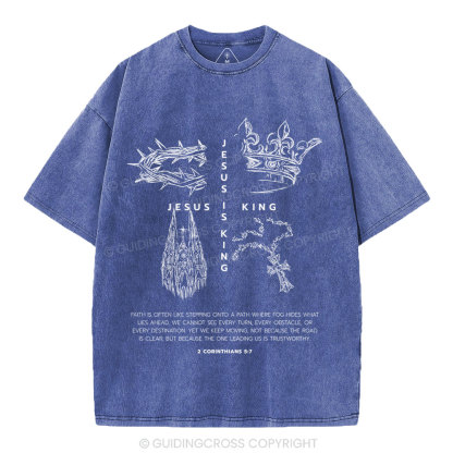 Jesus Is King Christian Washed T-Shirt