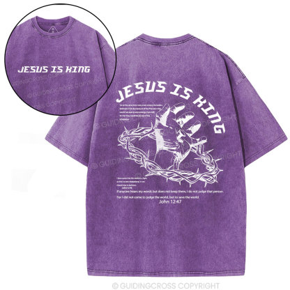 Jesus Is King Christian Washed T-Shirt