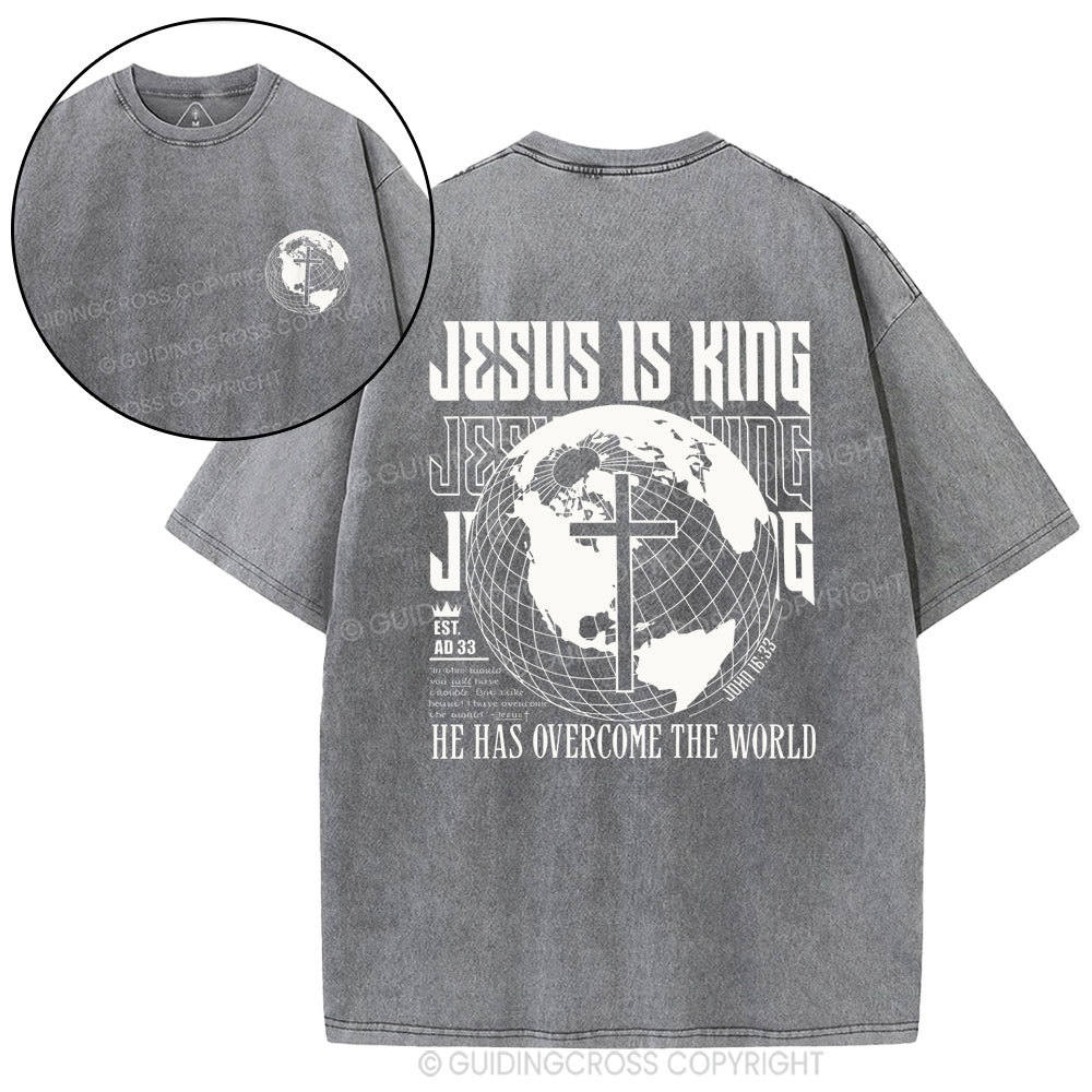 Jesus Is King Christian Washed T-Shirt