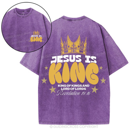 Jesus Is King Christian Washed T-Shirt