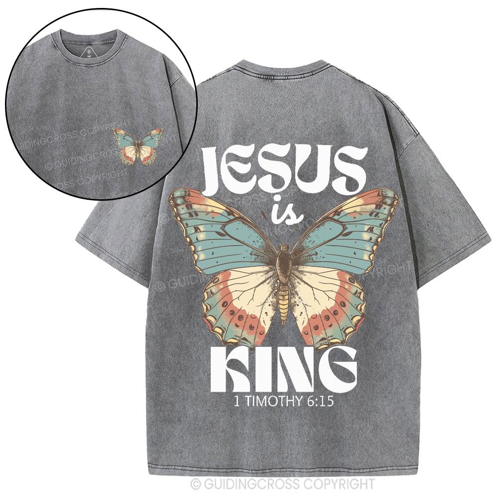 Jesus Is King Christian Washed T-Shirt