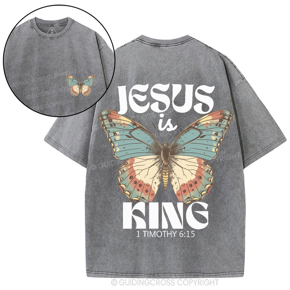 Jesus Is King Christian Washed T-Shirt