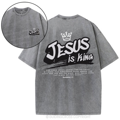 Jesus Is King Christian Washed T-Shirt