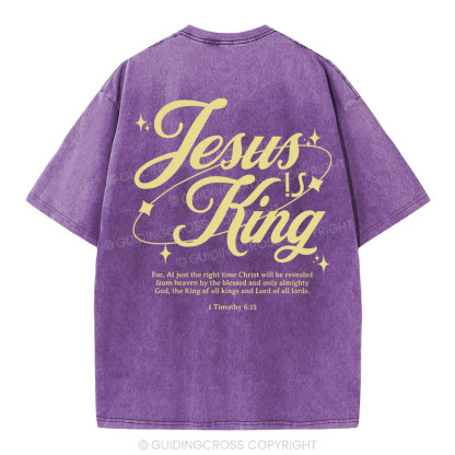 Jesus Is King Christian Washed T-Shirt