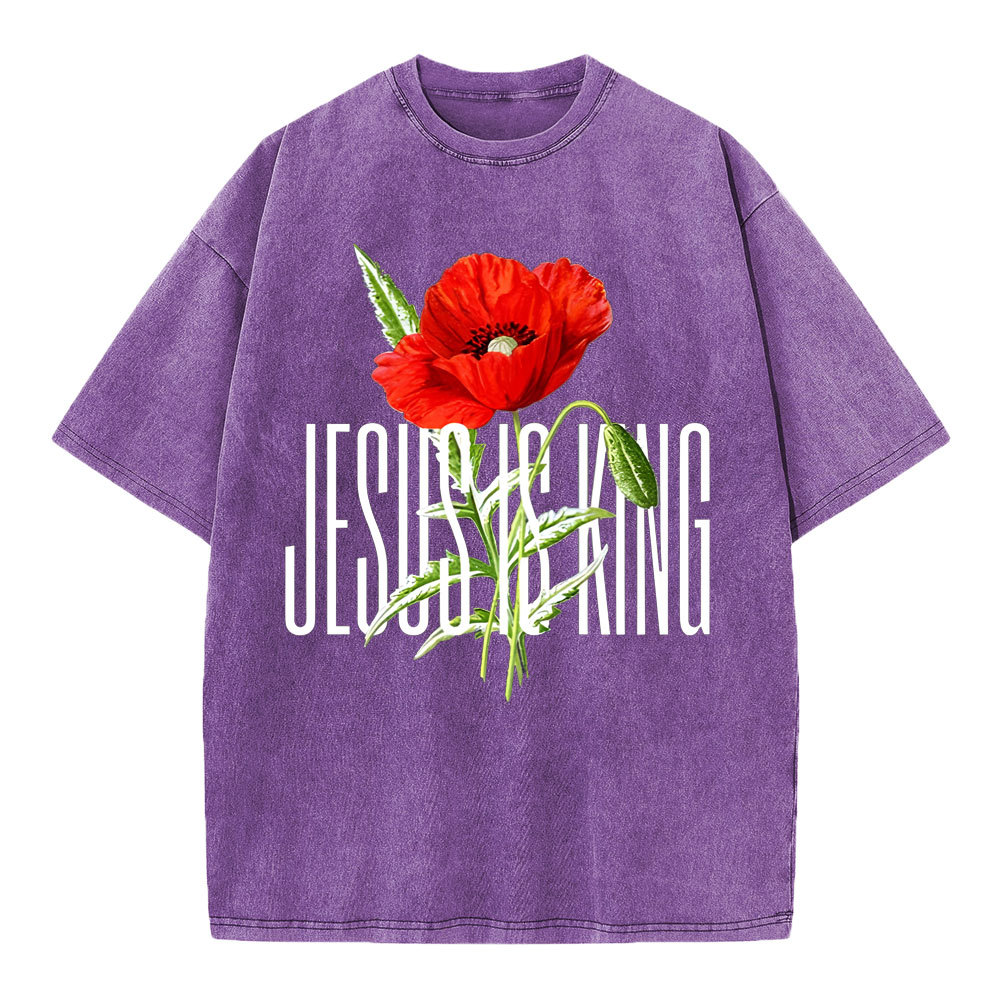 Jesus Is King Christian Washed T-Shirt