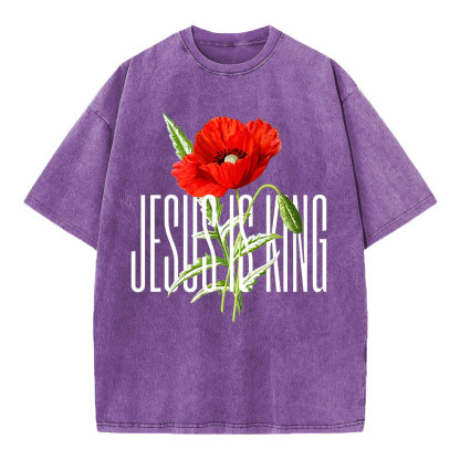 Jesus Is King Christian Washed T-Shirt