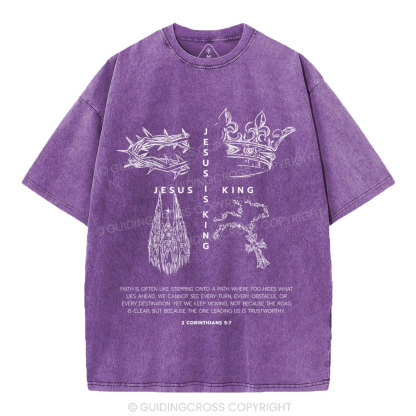 Jesus Is King Christian Washed T-Shirt