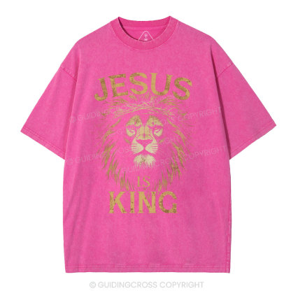 Jesus Is King Christian Washed T-Shirt