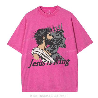Jesus Is King Christian Washed T-Shirt