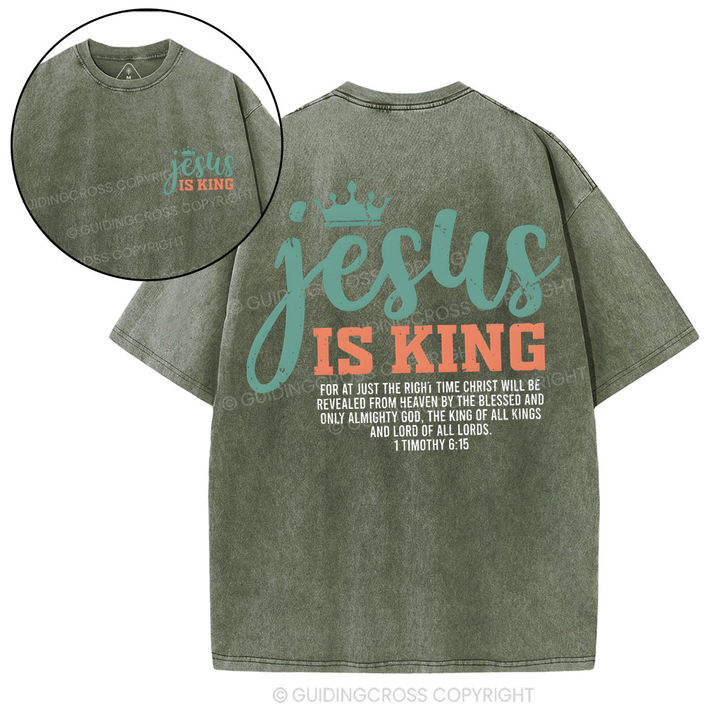 Jesus Is King Christian Washed T-Shirt