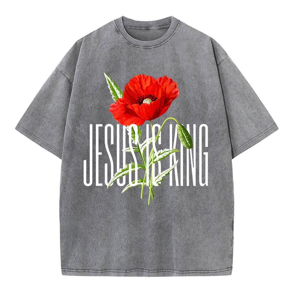 Jesus Is King Christian Washed T-Shirt