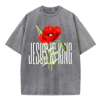 Jesus Is King Christian Washed T-Shirt