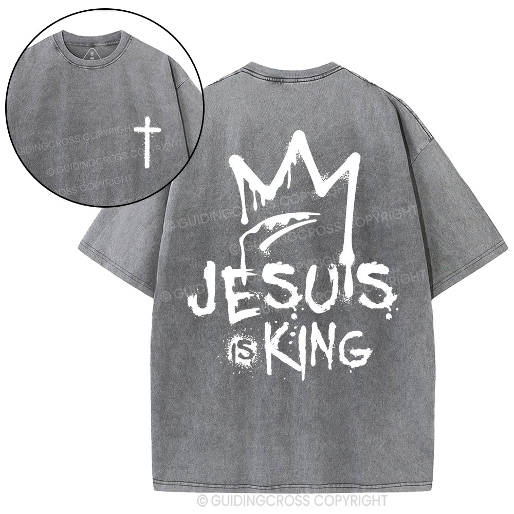 Jesus Is King Christian Washed T-Shirt