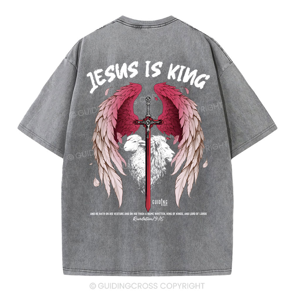 Jesus Is King Christian Washed T-Shirt