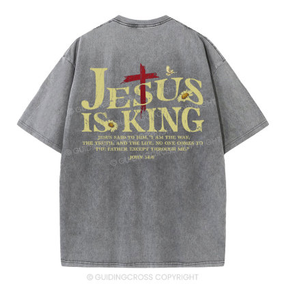 Jesus Is King Christian Washed T-Shirt
