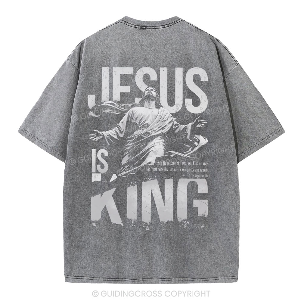 Jesus Is King Christian Washed T-Shirt