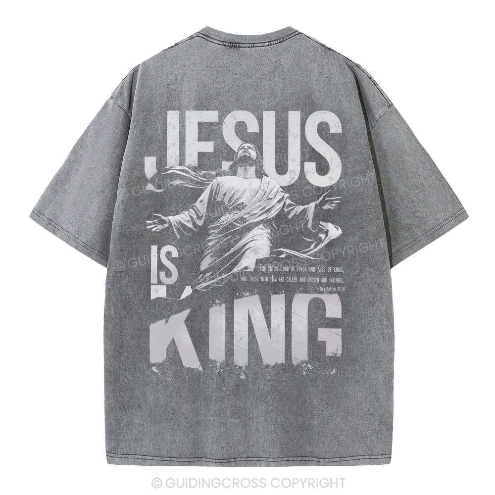 Jesus Is King Christian Washed T-Shirt