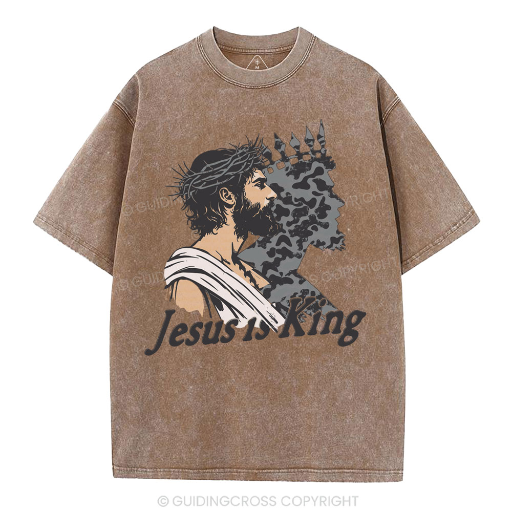 Jesus Is King Christian Washed T-Shirt