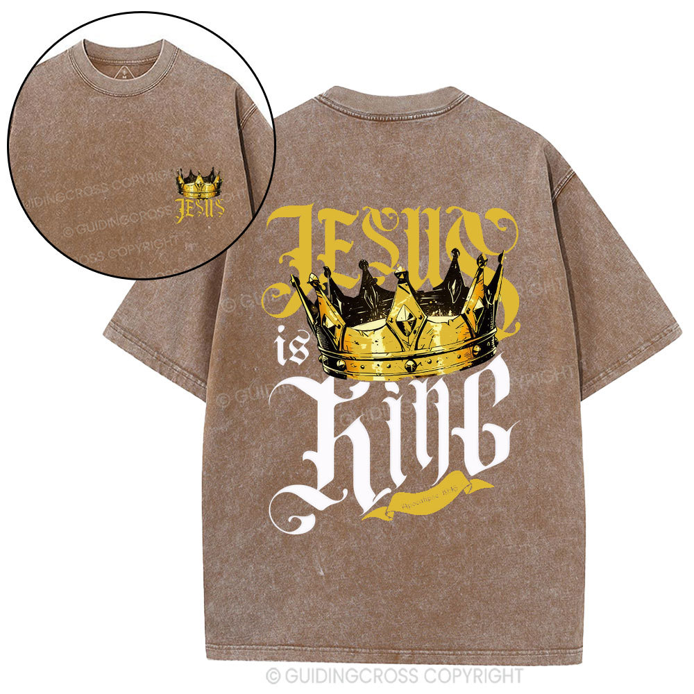 Jesus Is King Christian Washed T-Shirt