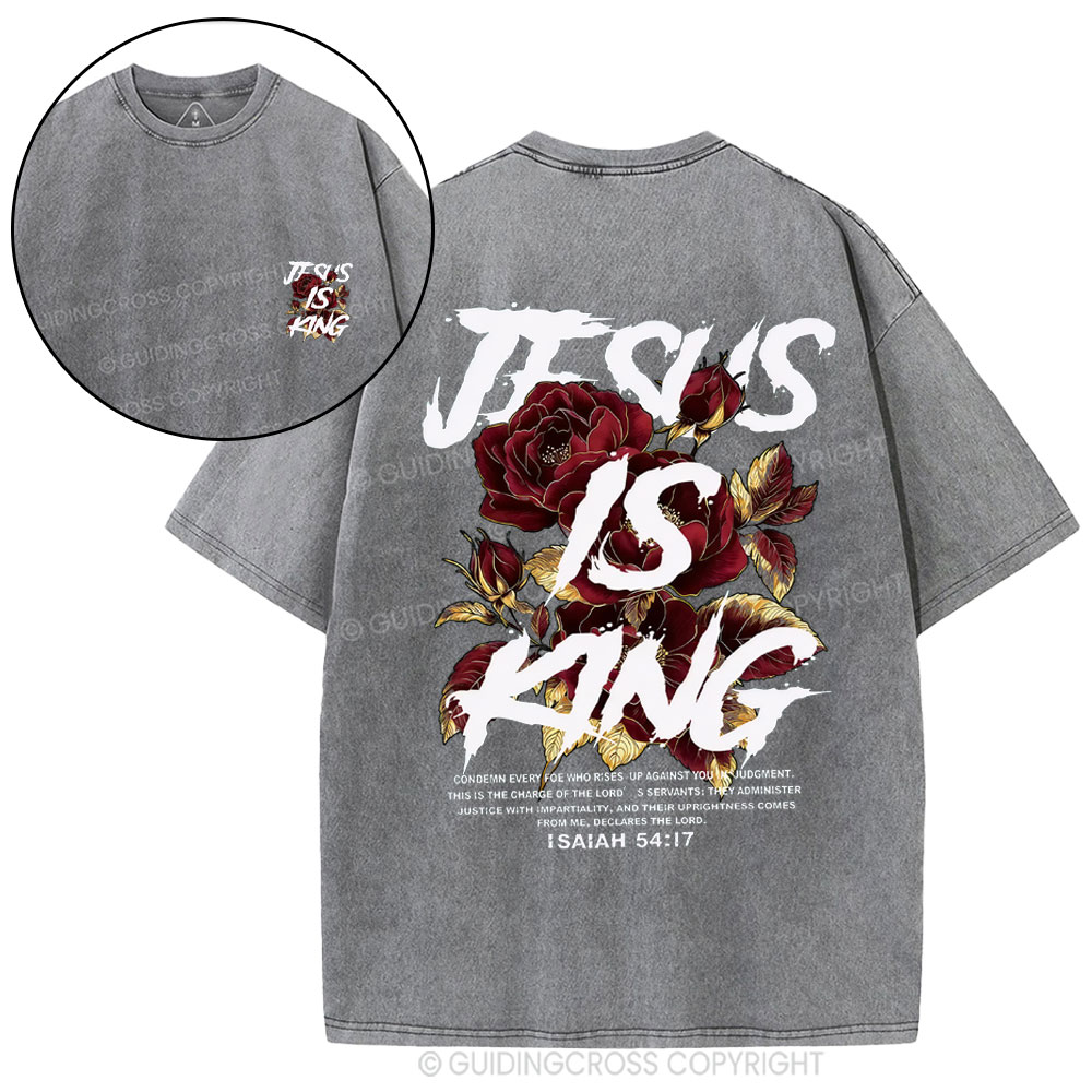 Jesus Is King Christian Washed T-Shirt