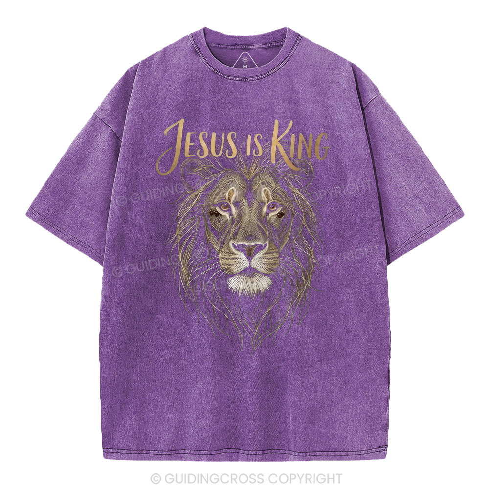 Jesus Is King Christian Washed T-Shirt