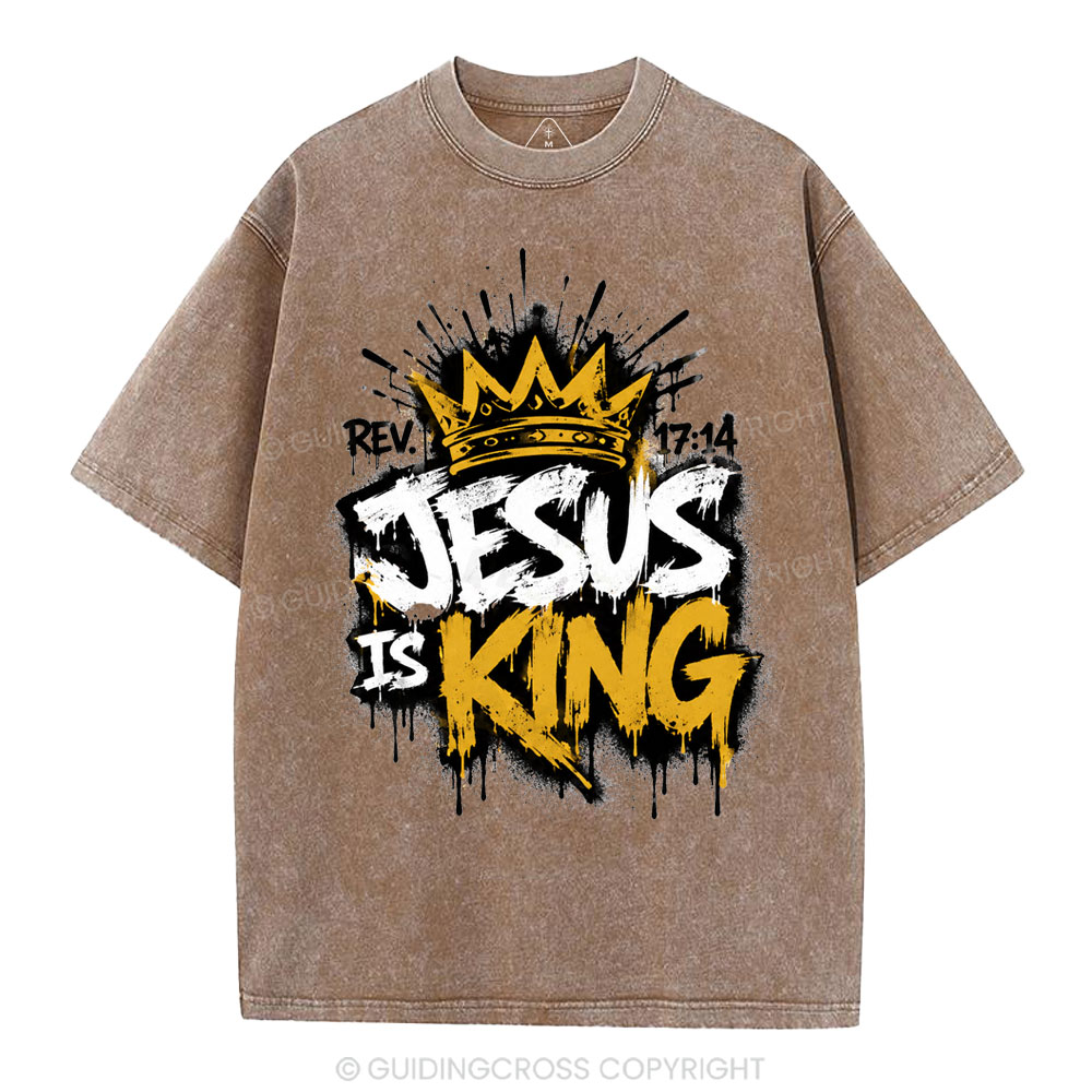 Jesus Is King Christian Washed T-Shirt