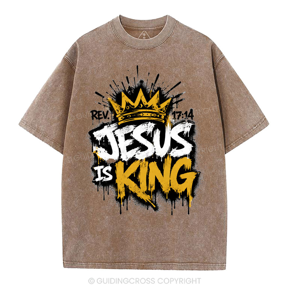 Jesus Is King Christian Washed T-Shirt