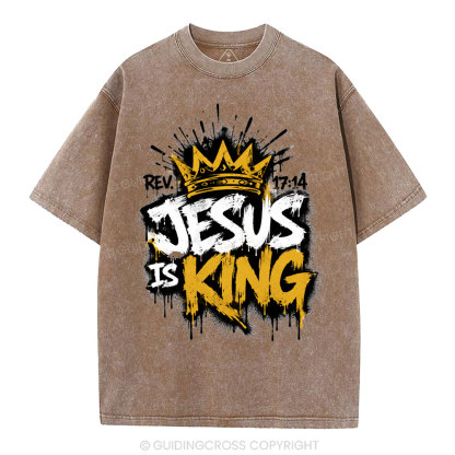 Jesus Is King Christian Washed T-Shirt
