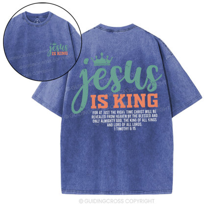 Jesus Is King Christian Washed T-Shirt
