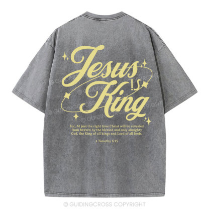Jesus Is King Christian Washed T-Shirt