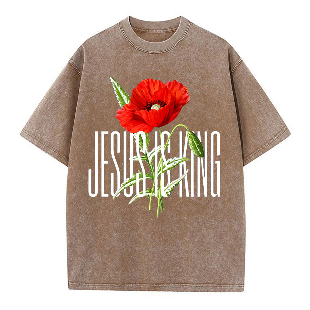 Jesus Is King Christian Washed T-Shirt