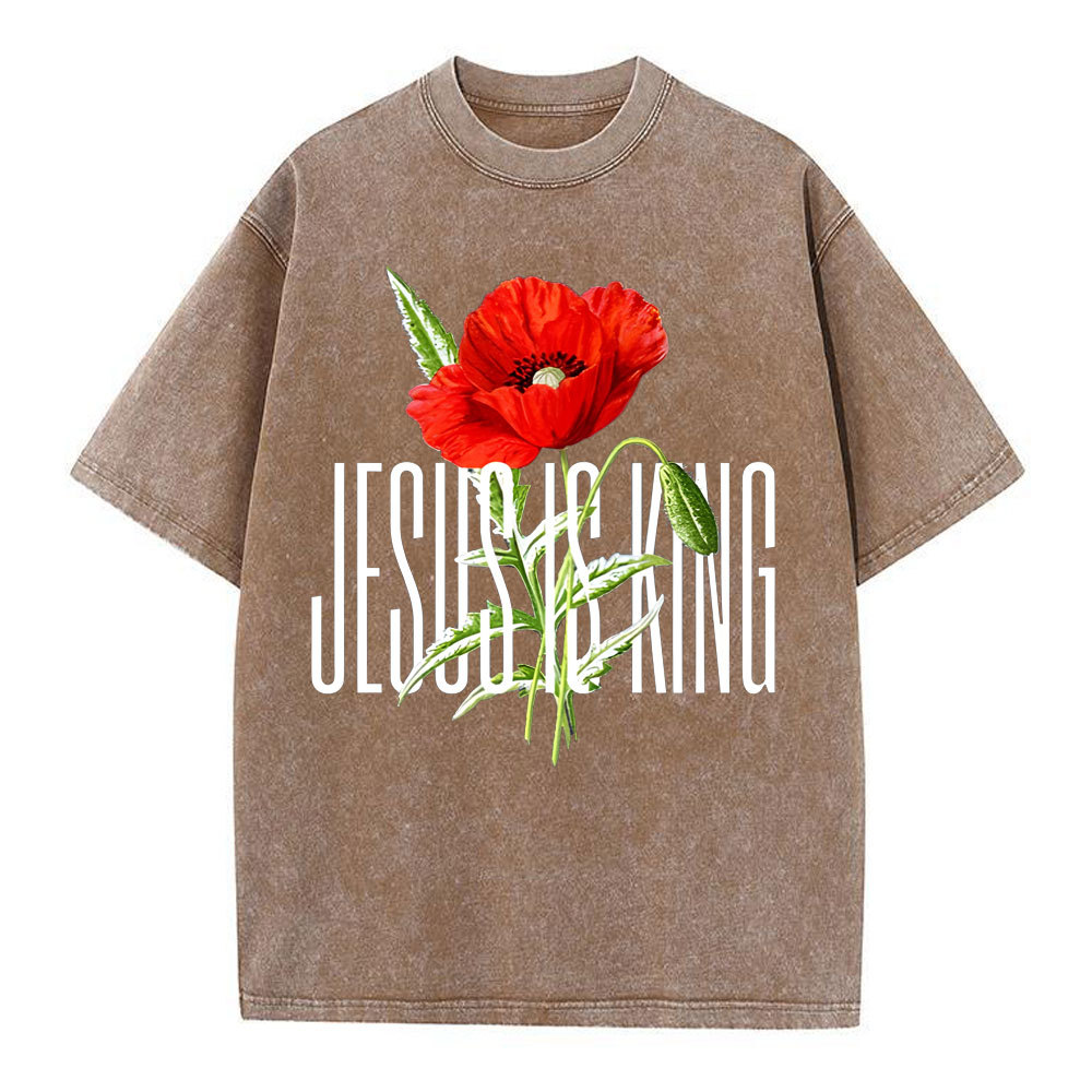 Jesus Is King Christian Washed T-Shirt