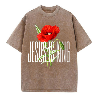 Jesus Is King Christian Washed T-Shirt