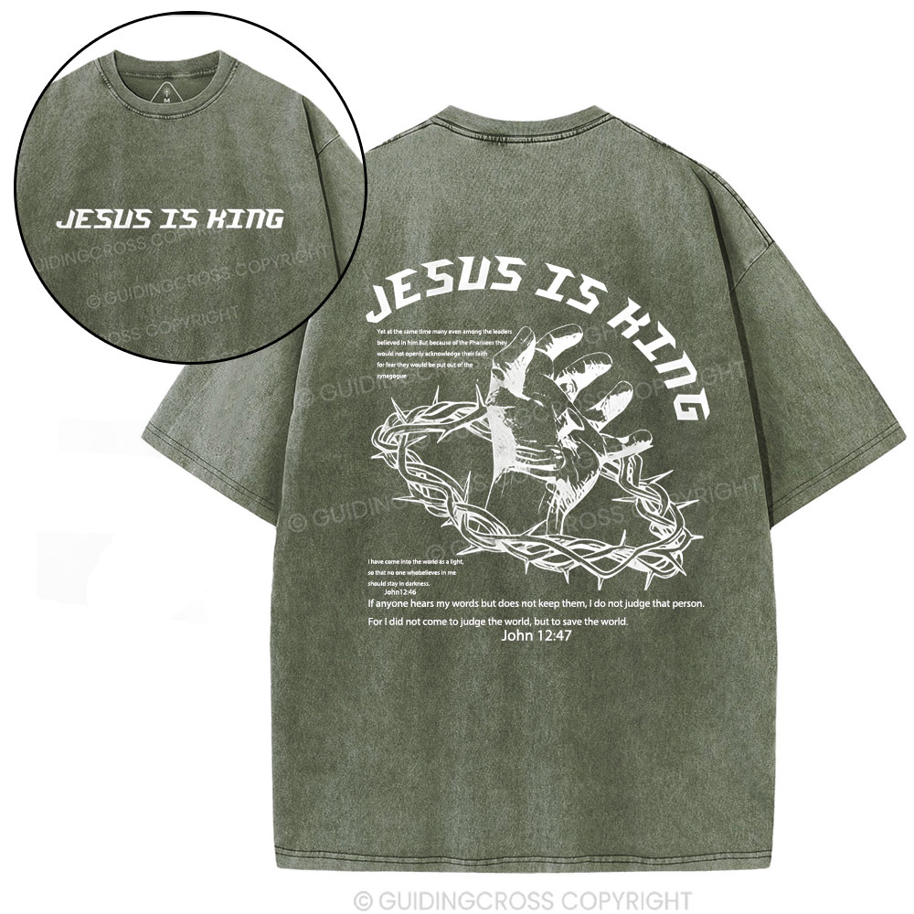 Jesus Is King Christian Washed T-Shirt