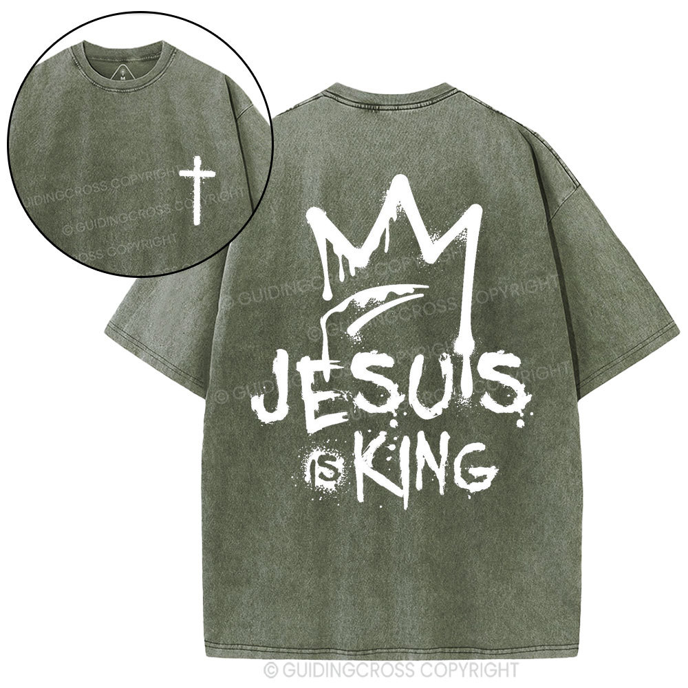 Jesus Is King Christian Washed T-Shirt