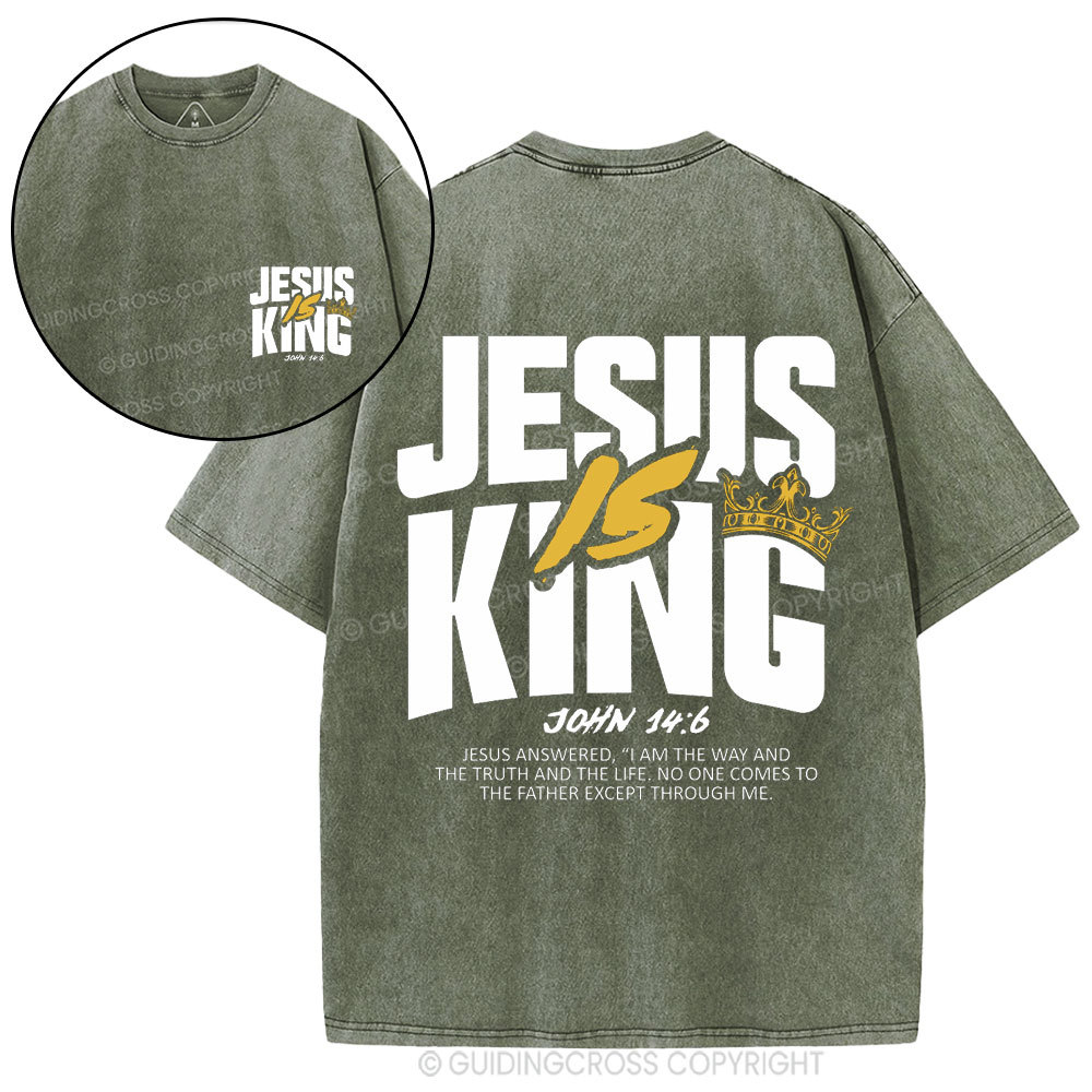 Jesus Is King Christian Washed T-Shirt