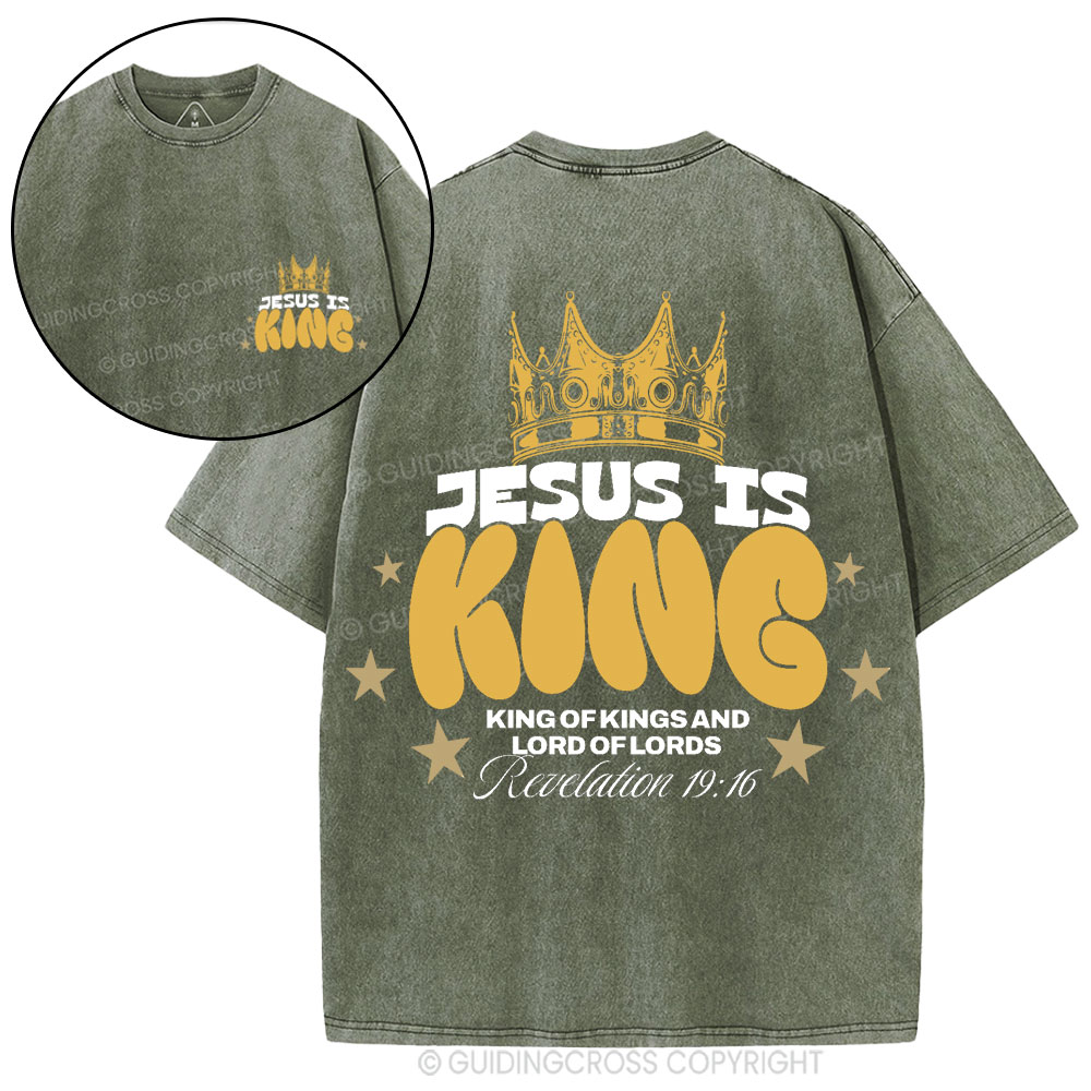 Jesus Is King Christian Washed T-Shirt