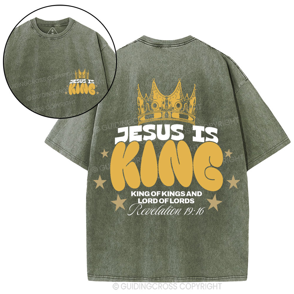 Jesus Is King Christian Washed T-Shirt