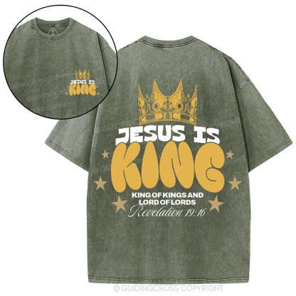 Jesus Is King Christian Washed T-Shirt