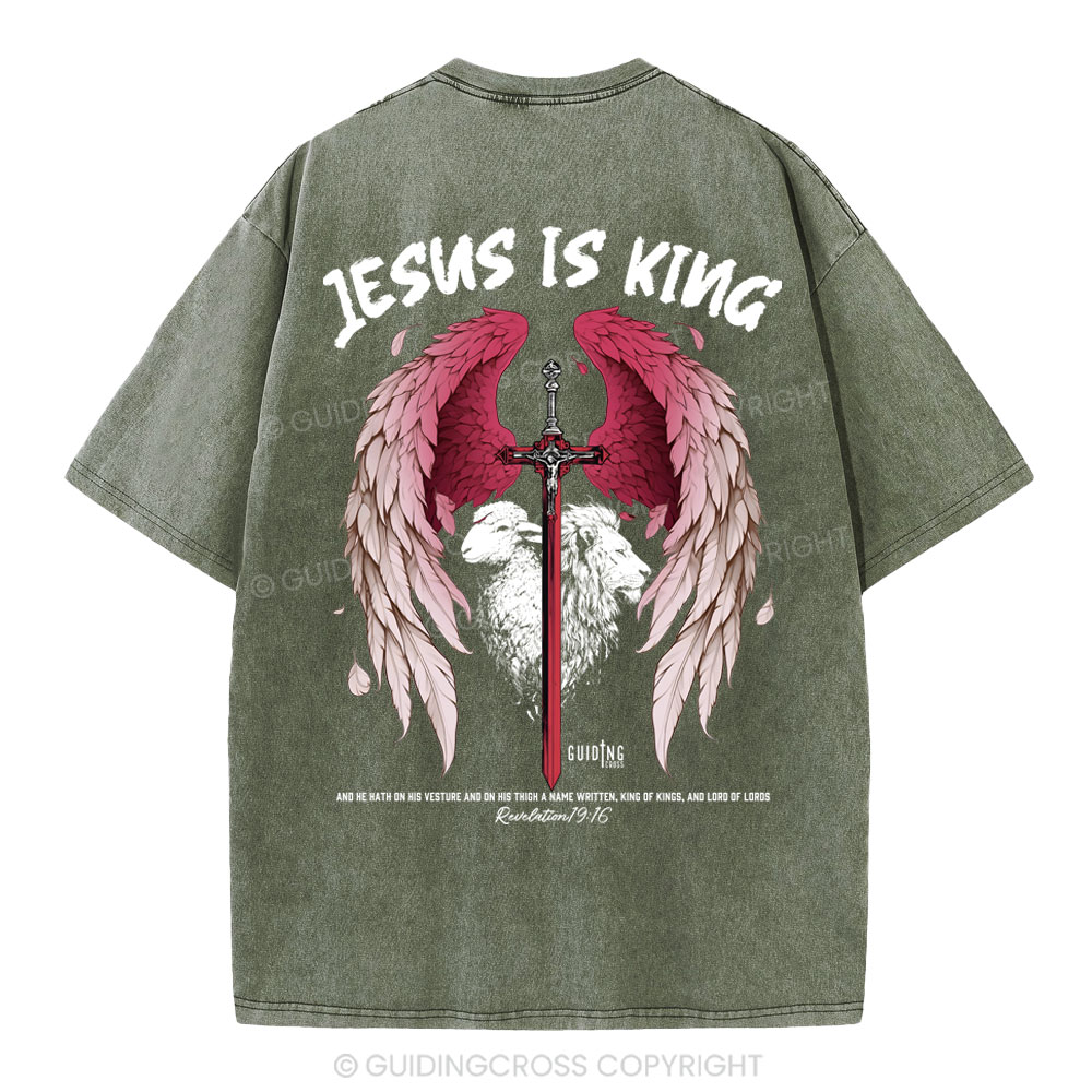 Jesus Is King Christian Washed T-Shirt