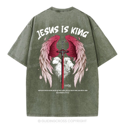 Jesus Is King Christian Washed T-Shirt