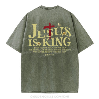 Jesus Is King Christian Washed T-Shirt